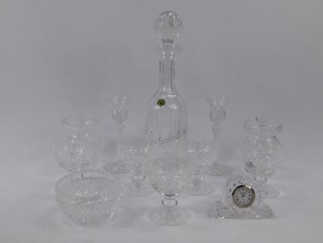 A Waterford cut glass decanter decorated in the Lismore pattern