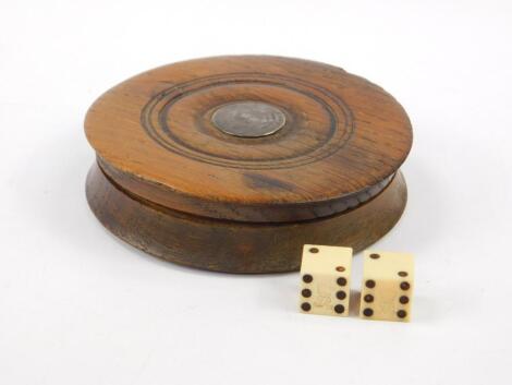 A House of Lords circular turned oak commemorative box