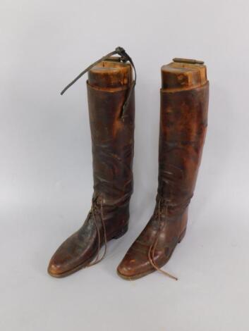 A pair of gentleman's tan leather riding boots by Bartley & Son