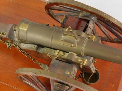 A wooden and brass scale model of a Napoleonic cannon - 2