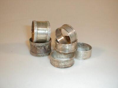 Six silver napkin rings