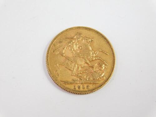 A George V gold sovereign 1913