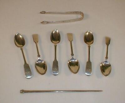 A set of six Victorian silver fiddle pattern teaspoons by Josiah Williams