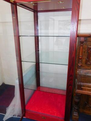 A red stained oak and laminate display cabinet - 2