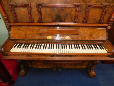 An F Stichel of Leipzig walnut cased upright piano - 3