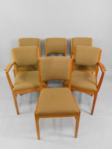 A set of Russell of Broadway oak framed dining chairs