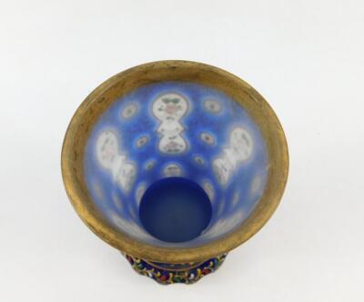 A Bohemian late 19thC blue flashed glass vase - 2