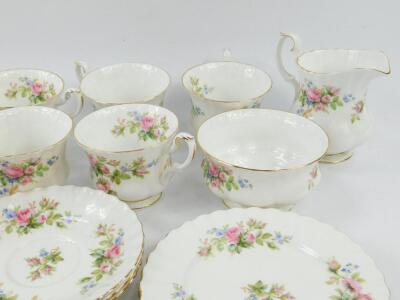 A Royal Albert porcelain part tea and coffee service decorated in the Moss Rose pattern - 3