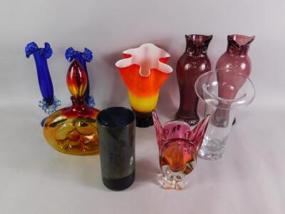 Coloured and decorated late 20thC glass