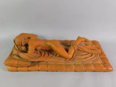 A terracotta late 19thC study of a reclining nude - 2