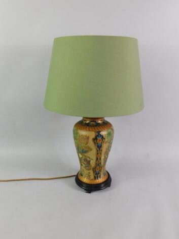 A Satsuma style pottery table lamp