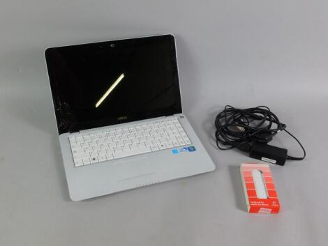 An msi laptop computer with Windows 7