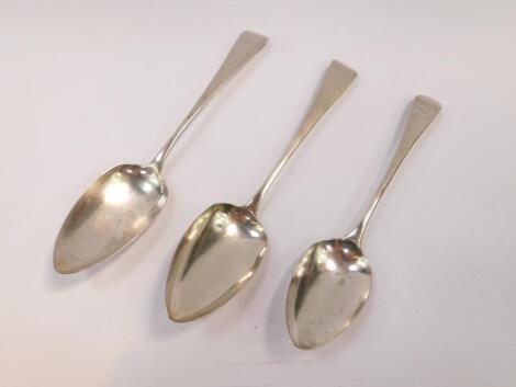 A pair of George III silver tablespoons