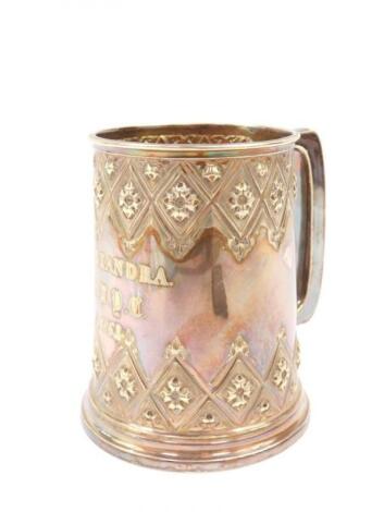 A Victorian silver plated tankard