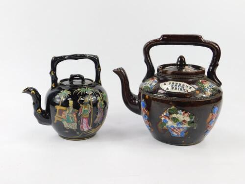 A late 19thC bargeware teapot