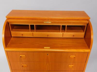 A Danish 1970's teak cylinder top bureau - 2