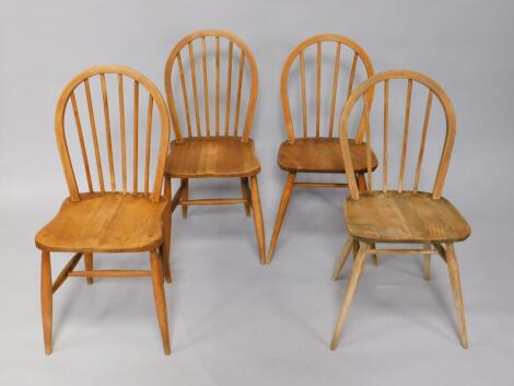 A set of four oak and elm kitchen chairs.