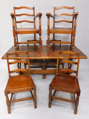 An oak refectory dining table