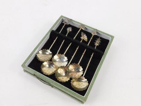 A set of six Chinese coffee spoons