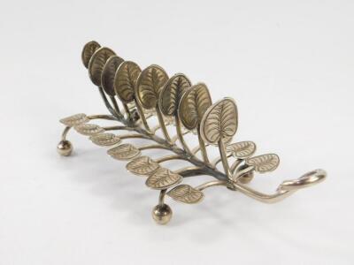 A Victorian silver six division toast rack - 2