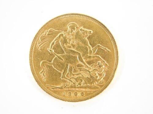 An Edward VII gold sovereign 1906