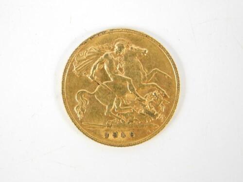 An Edward VII gold half sovereign 1910