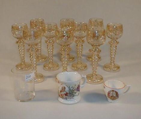 Ten early 20thC German Hock glasses