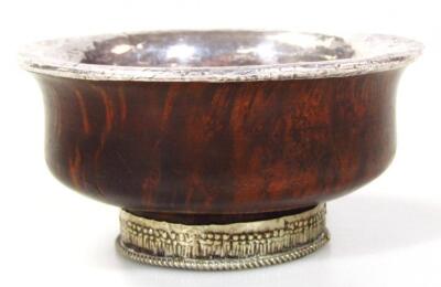 A 19thC coconut and white metal bowl