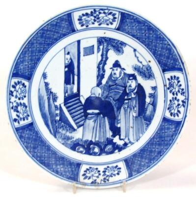 A 19thC Chinese Qing period blue and white charger