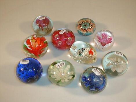 A collection of ten modern paperweights