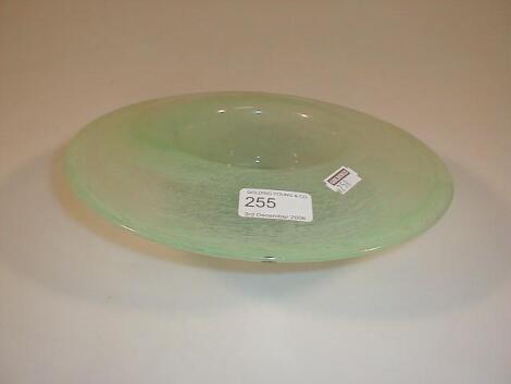 A Monart green glass posy bowl