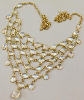 A 9ct gold moonstone layered necklace