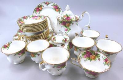 A quantity of Royal Crown Derby Old Country Roses pattern tea ware