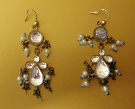 A pair of Victorian moonstone drop earrings