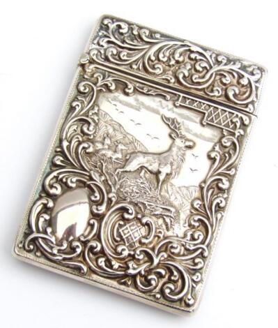 An Edwardian silver card case