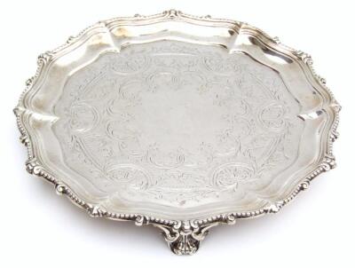 A Victorian silver card waiter