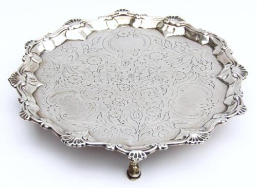 A George III silver card waiter