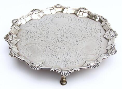 A George III silver card waiter