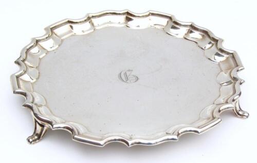 A George V silver card waiter