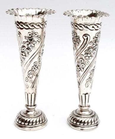 A pair of Victorian silver specimen vases