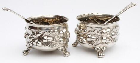 A pair of Victorian silver open salts