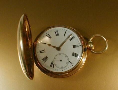 A Victorian 18ct gold hunter pocket watch movement by Dan Dubois