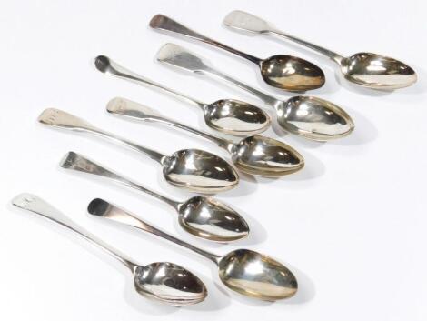 Various George III silver table spoons