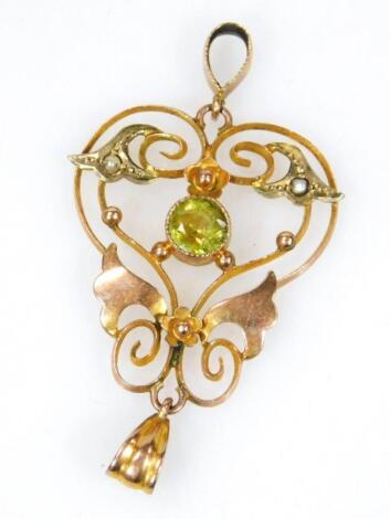 An Edwardian Art Nouveau drop pendant