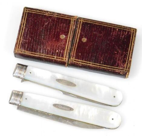 A William IV campaign or travel fruit knife and pickle fork set