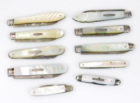 A Victorian silver and mother of pearl fruit knife