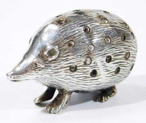 An Edwardian silver novelty hedgehog pin cushion