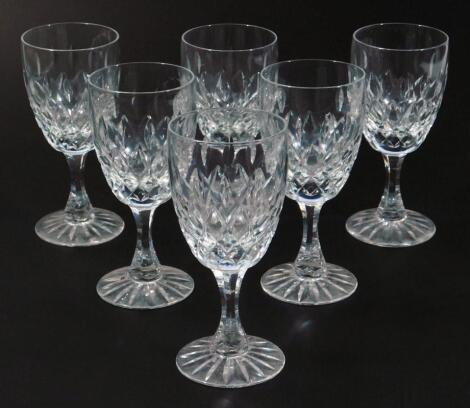 A set of six early 20thC crystal wine glasses