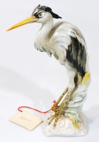 A 20thC Cacciapuoti porcelain figure of a heron