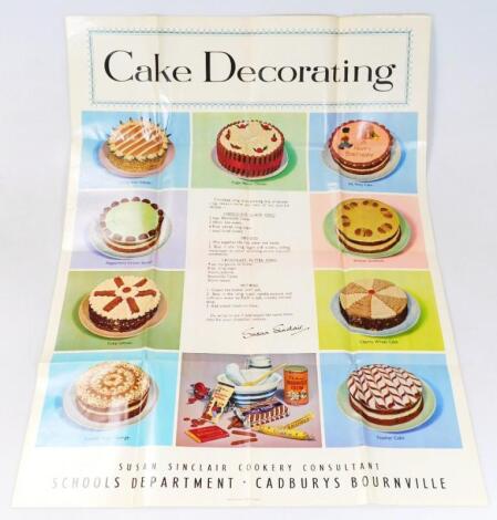 A mid 20thC Susan Sinclair Cadburys Bourneville cake making poster